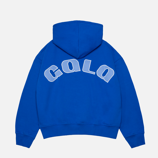 row blue hoodie