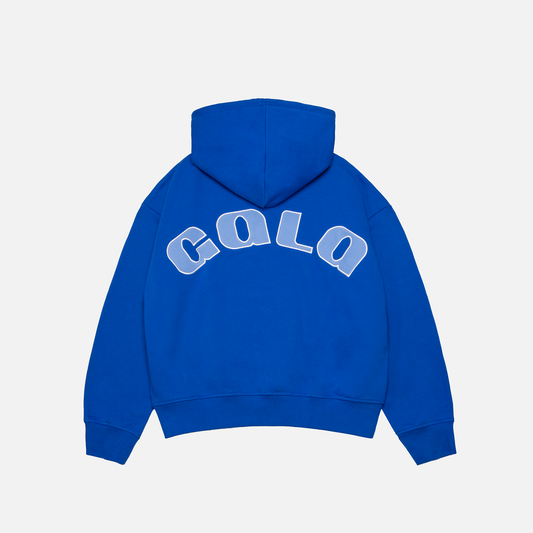 row blue hoodie