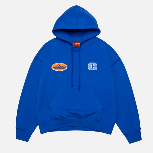 row blue hoodie